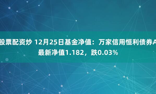 股票配资炒 12月25日基金净值：万家信用恒利债券A最新净值1.182，跌0.03%