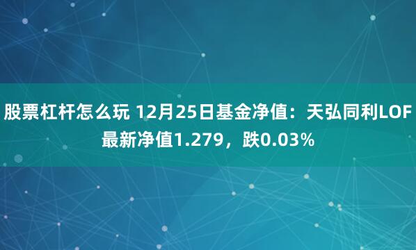 股票杠杆怎么玩 12月25日基金净值：天弘同利LOF最新净值1.279，跌0.03%