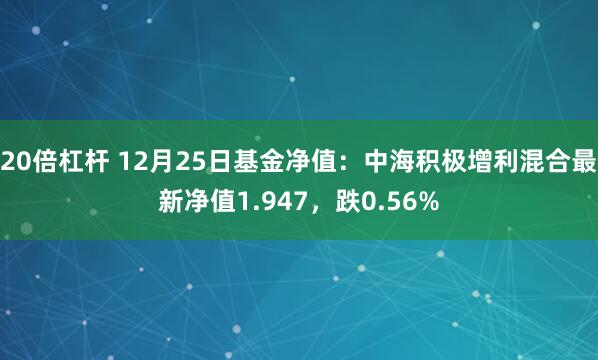 20倍杠杆 12月25日基金净值：中海积极增利混合最新净值1.947，跌0.56%