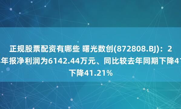 正规股票配资有哪些 曙光数创(872808.BJ)：2024年年报净利润为6142.44万元、同比较去年同期下降41.21%